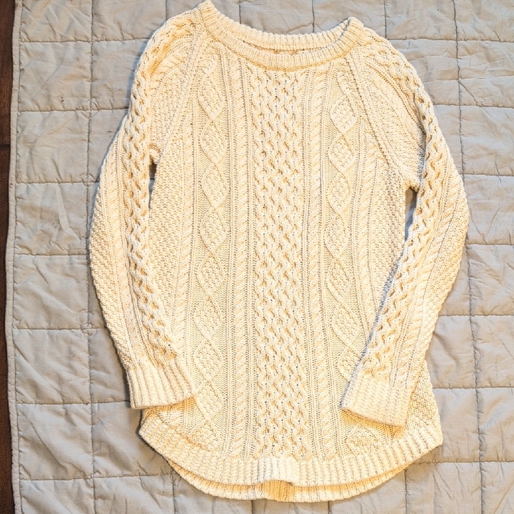 L.L. Bean Cream Cable Knit Sweater